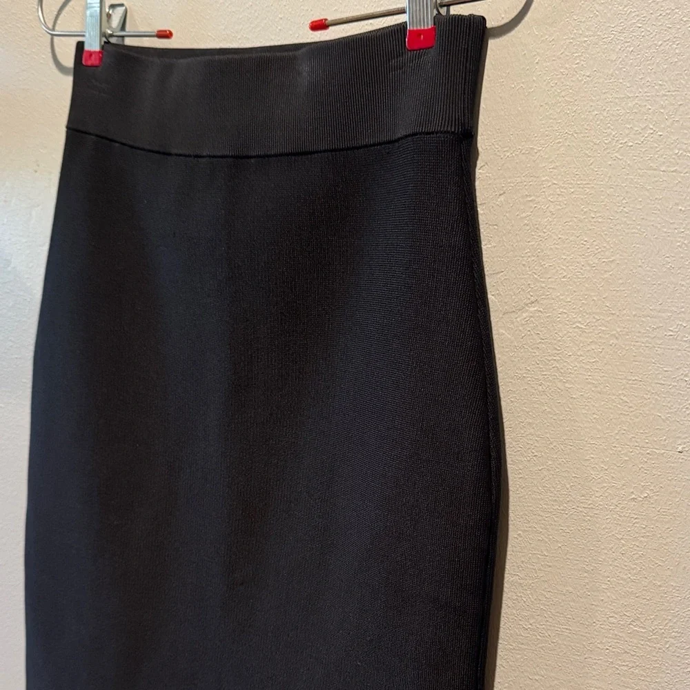 A.L.C Scalloped Black Fringe Hem Pencil Bodycon High Waisted Tassel Skirt - Picture 5 of 13
